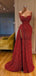 Cheap Newest Sparkly Red Sequin Spaghetti Srtaps Mermaid Modest Fashion Long Prom Dresses PD1580