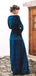 Cheap Simple Elegant Long Sleeves Velvet Soft Side Slit Long Prom Dresses PD1425