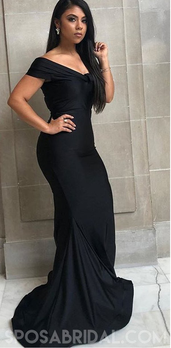 Simple Hot Prom Dresses, Off Shoulder Long Mermaid Black Bridesmaid Dr SposaBridal Simple Hot Prom Dresses, Off Shoulder Long Mermaid Black Bridesmaid Dr SposaBridal