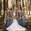 Cheap Sleeveless Blue Unique Simple Mermaid Bridesmaid Dresses WG611