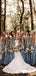 Cheap Sleeveless Blue Unique Simple Mermaid Bridesmaid Dresses WG611