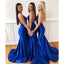 Cheap Spaghetti Straps Royal Blue Mermaid Prom Dresses, Backless Simple Bridesmaid Dresses PD1449