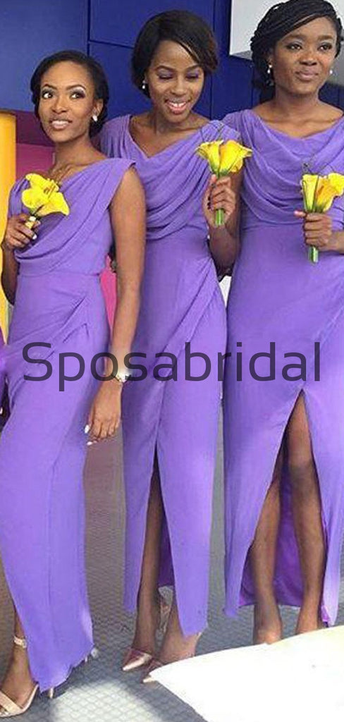 Chiffon Unique Purple Popular Long Mermaid Bridesmaid Dresses WG829