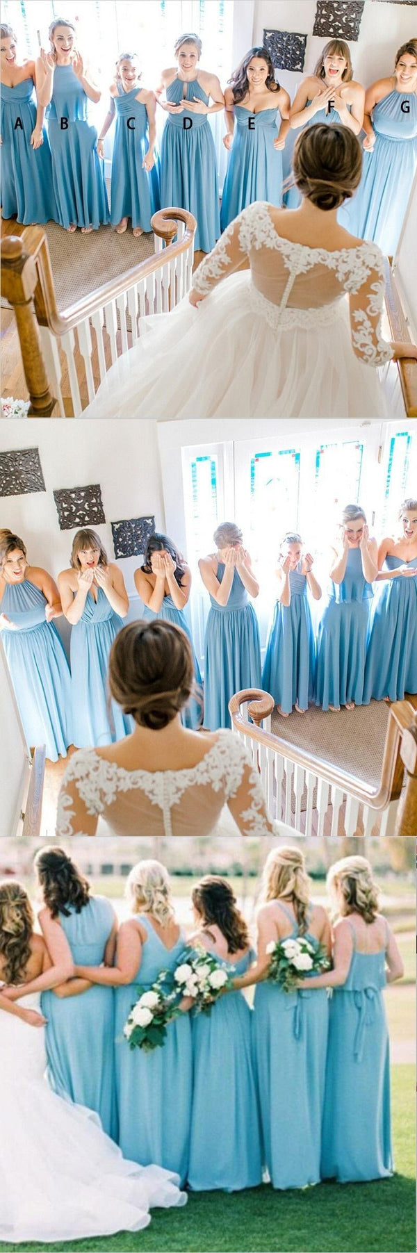 Chiffon Cheap Modest Mismatched Long Pale Blue Custom Hot Sale High Qu SposaBridal Chiffon Cheap Modest Mismatched Long Pale Blue Custom Hot Sale High Qu SposaBridal