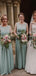 Country Sage Chiffon Cheap A-line Long Bridesmaid Dresses WG855