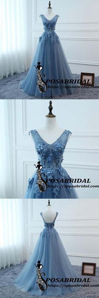 Sexy V-neck Low Back Women Formal Evening Prom Party Dresses Long Lace Flowers Bridesmaid Dresses ,WG321