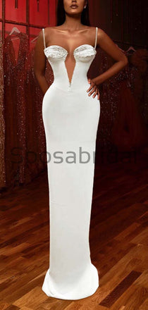 Custom Mermaid Spaghetti Straps Sexy V-Neck Modest Mermaid Prom Dresses PD1937