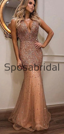 Custom Sparkly V-Neck Strapless Gorgeous Hot Sale Long Mermaid Prom Dresses, Ball Gwon PD1876