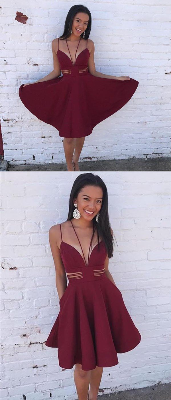 Burgundy Unique Simple Cheap Short Homecoming Dresses Online, CM528 SposaBridal Burgundy Unique Simple Cheap Short Homecoming Dresses Online, CM528 SposaBridal