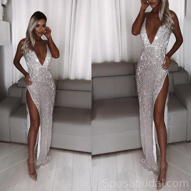 Classy Silver Evening Maxi Dress | Glitter dress long, Long silver sequin  dress, Evening dresses long