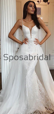 Detachable Unique Vintage Beach Elegant Wedding Dresses WD0457