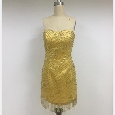 Discount Cheap Short in Size In Stock Sweetheart Gold Short Prom Dresses Online,DD009
