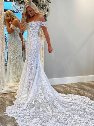 Luxury Long Sleeves Lace Elegant Mermaid Wedding Dresses, Bridal Dress –  SposaBridal
