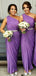 Elegant Purple Greek Godness One-shoulder Pleats Mermaid Long Bridesmaid Dress, BD3076