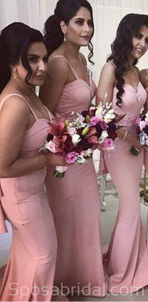 Elegant Spaghetti Straps Mermaid Sweetheart Ruffles Back Bridesmaid Dresses, WG535