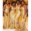 Gold Mismatched Sequin Mermaid Long Bridesmaid Dresses WG879