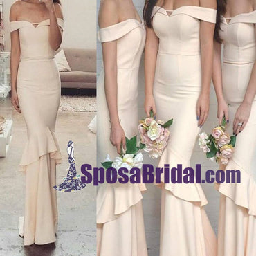 Charming Off Shoulder Elegant Mermaid Long Bridesmaid Dresses, High Quality Custom Bridesmaid dress, WG242 - SposaBridal