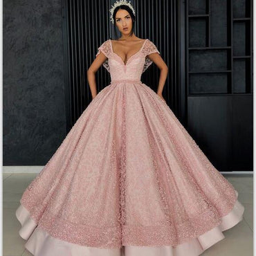 Halter Beaded Long A-line Satin Prom Dresses, PD0874