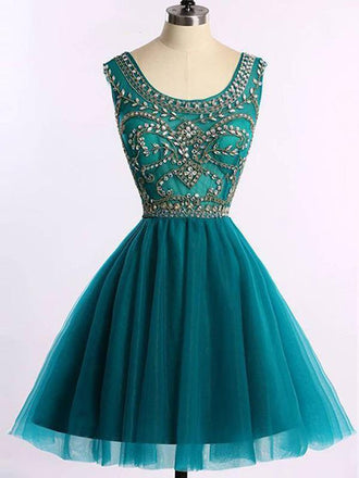 Pink Scoop Rhinestone Beaded Homecoming Dresses 2018, CM418