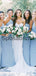Halter Blue Mermaid Simple Country Bridesmaid Dresses WG814