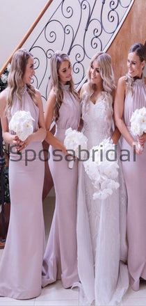 Halter Elegant Mermaid Modest Bridesmaid Dresses WG769