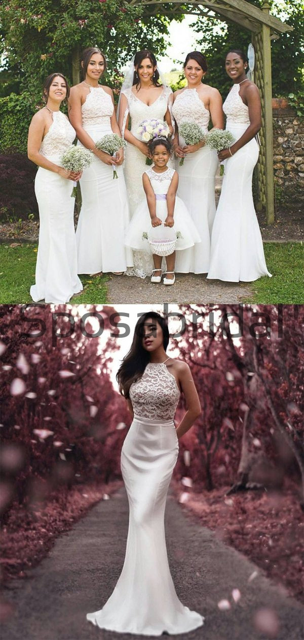 Ivory Halter Mermaid Elegant Top Lace Long Bridesmaid Dresses WG880 SposaBridal Ivory Halter Mermaid Elegant Top Lace Long Bridesmaid Dresses WG880 SposaBridal