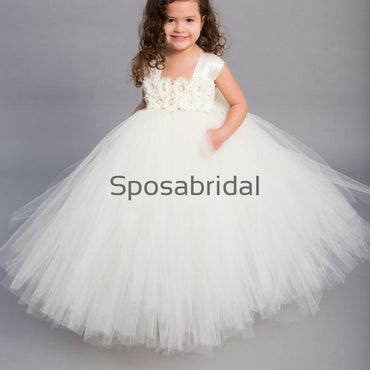 Ivory Tulle Cute Unique Lovely Custom Flower Girl Dresses, FG135