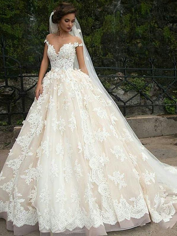 Luxury Vintage Lace Sweetheart Off-shoulder A-line Tulle Wedding Dress SposaBridal Luxury Vintage Lace Sweetheart Off-shoulder A-line Tulle Wedding Dress SposaBridal