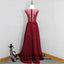 Log Red Lace Scoop Elegant Popular A-Line Floor-Length Bridesmaid Dresses, Prom dresses,WG338
