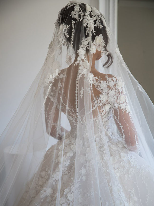 Long Sleeves Elegant Beautiful Mermaid Princess Romantic Wedding Dresses,Ball Gown, WD0356