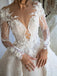Long Sleeves Elegant Beautiful Mermaid Princess Romantic Wedding Dresses,Ball Gown, WD0356