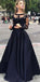 Black Illusion Lace Long Sleeve Elegant Two-piece A-line Prom Dresses, PD0045