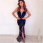 Long Elegant Formal Sweetheart Mermaid Split Front Black Lace Prom Dresses, PD0982