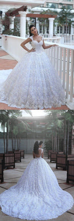 Long Full Lace Elegant Fall  Gorgeous Modest Plus Size Princess  Wedding Dresses with train, Bridal Gown,WD0342