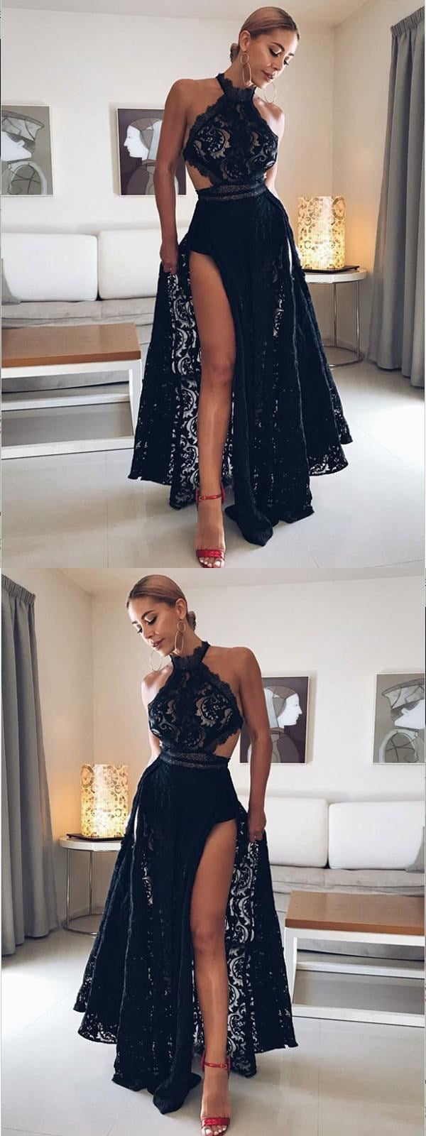 Long Halt Lace Black Sexy Modest Cheap Prom Dresses, Discount Evening SposaBridal Long Halt Lace Black Sexy Modest Cheap Prom Dresses, Discount Evening SposaBridal