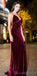 Long Mermaid  Velvet Sexy Simple Cheap Modest Soft Spaghetti Straps Prom Dresses online, PD1263