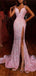 Long Pink Mermaid High Slit Sequin Sparkly Long Prom Dresses,evening dresses PD1593