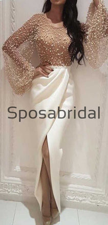 Long Sleeves Beaded Mermaid Formal Elegant Modestt Prom Dresses PD1883