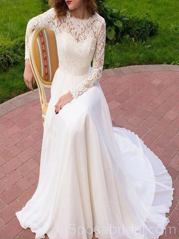 Long Sleeves Lace Simple Elegant Classtic Romatic Wedding Dresses, Bal SposaBridal Long Sleeves Lace Simple Elegant Classtic Romatic Wedding Dresses, Bal SposaBridal