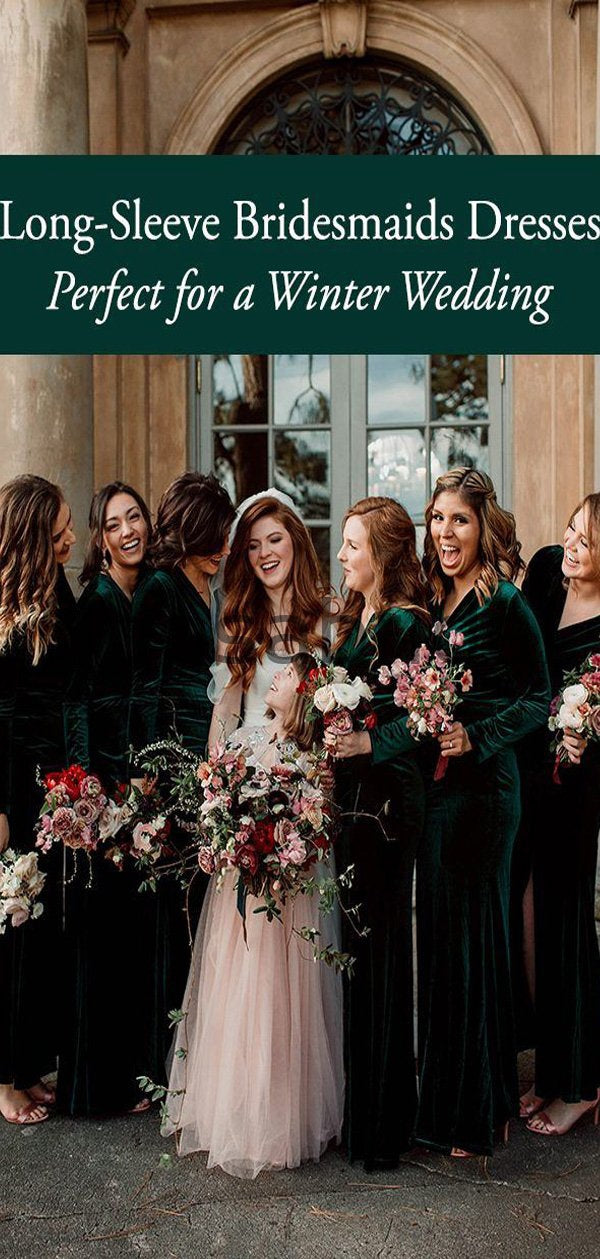Long Sleeves V-Neck Green Mermaid Popular Modest Cheap Bridesmaid Dres SposaBridal Long Sleeves V-Neck Green Mermaid Popular Modest Cheap Bridesmaid Dres SposaBridal