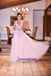 A-Line Open Back Lace V-Neck Tulle Formal Elegant Floor-Length Prom Dresses, Fashion Prom dress, PD0690 - SposaBridal