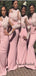 Mermaid Pink Long Sleeves Mermaid Bridesmiad Dresses WG910