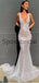 Mermaid Silver V-Neck Simple Modest Prom Dresses PD2269