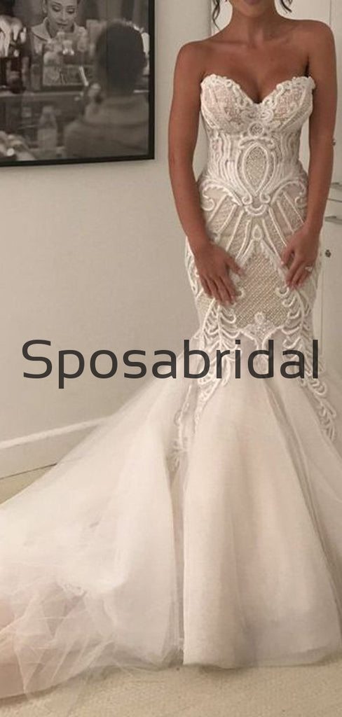 Mermaid Sweatheart Elegant Vintage Long Wedding Dresses for Bridal WD0551