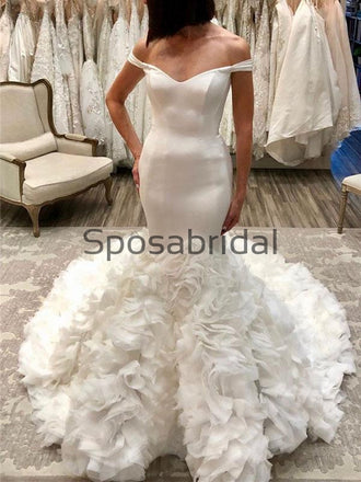 Mermaid Cap Sleeves See-though Open-back Beading Wedding Dresses, WD0476
