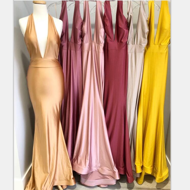 Mermaid Cheap Soft Colorful Prom Dresses, Gold Yellow Blush Burgundy Elegant Bridesmaid Dress, PD0898