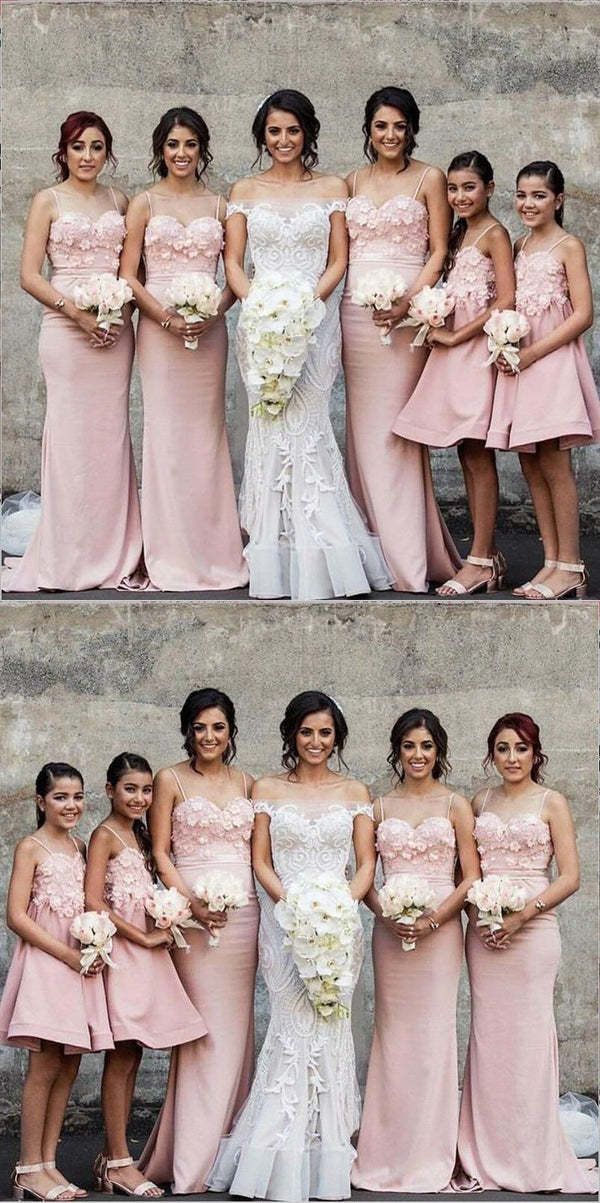 Mermaid Spaghetti Straps Blush Pink Bridesmaid Dresses, A-line Junior SposaBridal Mermaid Spaghetti Straps Blush Pink Bridesmaid Dresses, A-line Junior SposaBridal