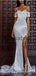 Mermaid Sparkly Sliver Sequin Off the Shoulder Modest Prom Dresses PD2053