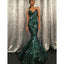 Mermaid Sweetheart Sweep Train Green Sequined Sparkly Stunning Long Prom Dresses, PD1239