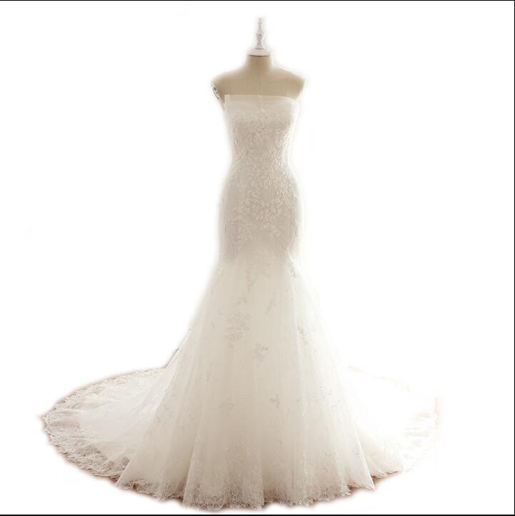 V-neck Long A-line Lace Wedding Dresses, Popular Wedding Dresses, WD0279